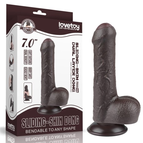 7'' Sliding Skin Dual Layer Dong - Fekete Dildó