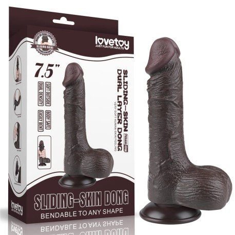 7.5'' Sliding Skin Dual Layer Dong - Fekete Dildó