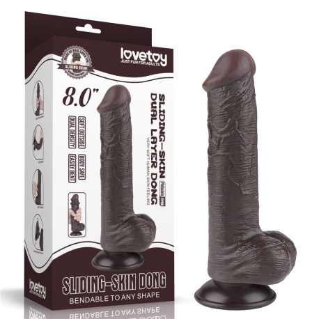 8'' Sliding Skin Dual Layer Dong - Fekete Dildó